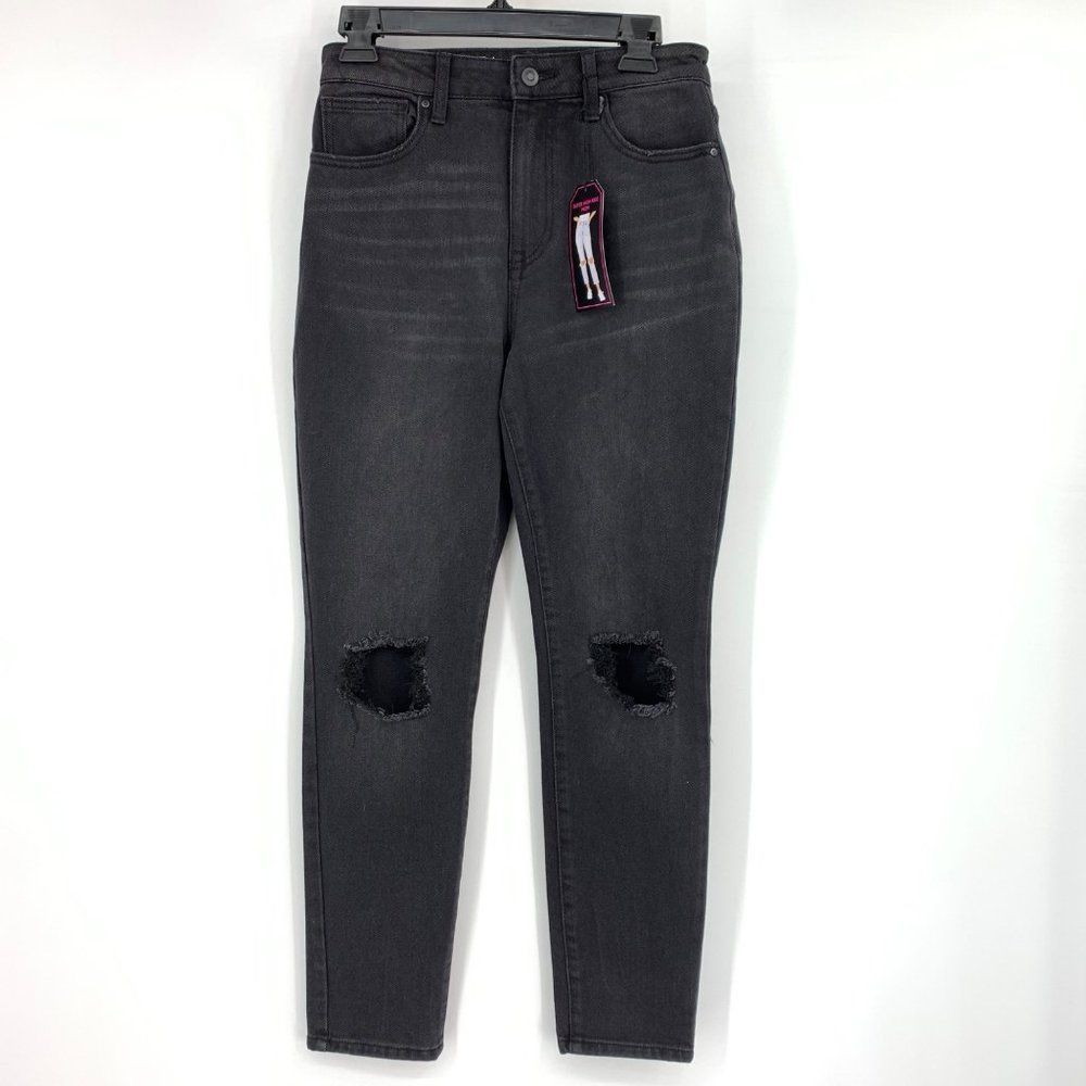 Womens NOBO No Boundries Black Super High Rise Jeans Sz 7 2068 Distress NWT - Picture 1 of 8